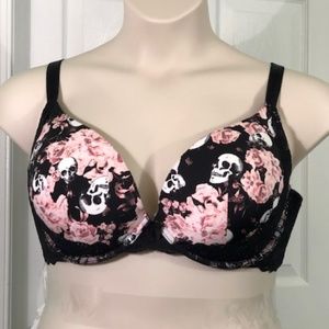 NEW Torrid Rose & Skull Push up Plunge Bra 42DD